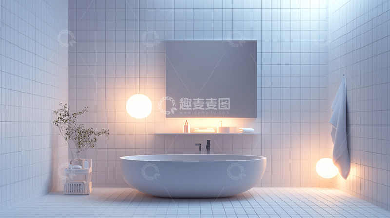 高清大图下载【趣麦麦图】极简风白色浴室