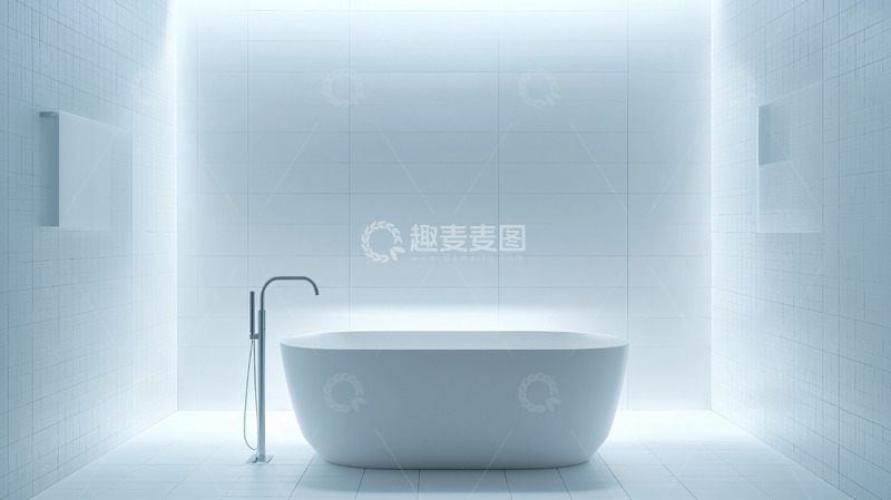 高清大图下载【趣麦麦图】极简主义白色独立式浴缸