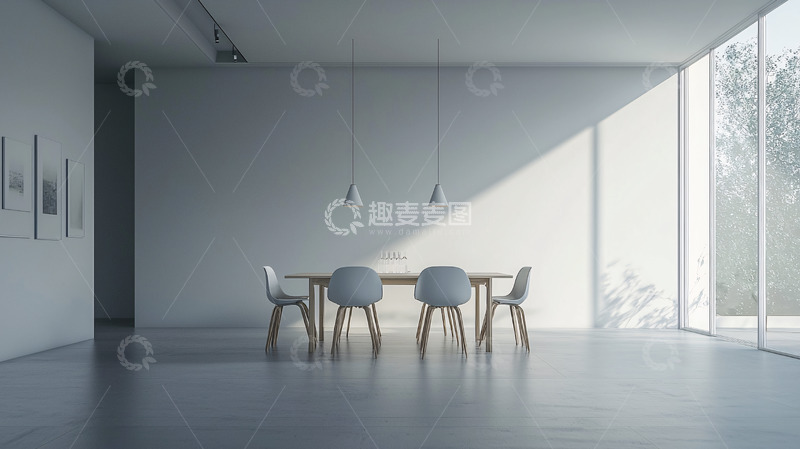 高清大图下载【趣麦麦图】极简风格白色餐厅