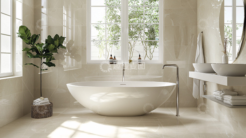 高清大图下载【趣麦麦图】极简风独立式浴缸卫生间