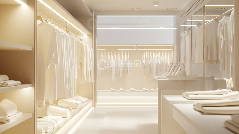 高清大图下载【趣麦麦图】极简风白色衣帽间