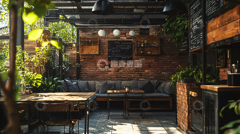 高清大图下载【趣麦麦图】工业风庭院餐厅