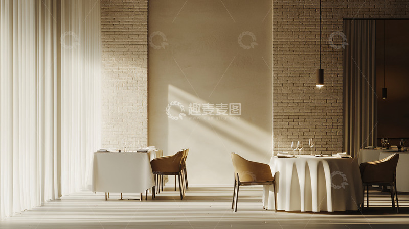 高清大图下载【趣麦麦图】极简餐厅午后阳光洒落