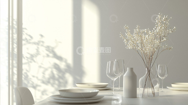 高清大图下载【趣麦麦图】极简白色餐桌摆设