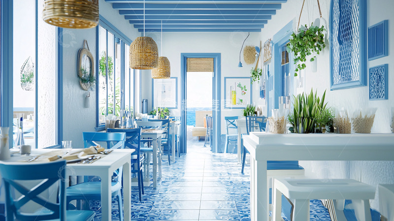 高清大图下载【趣麦麦图】地中海风格餐厅