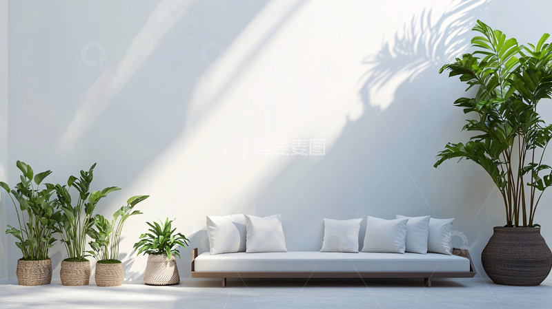 高清大图下载【趣麦麦图】-极简风白色沙发客厅