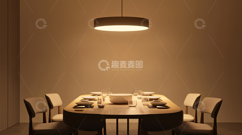 高清大图下载【趣麦麦图】简约现代吊灯餐厅氛围