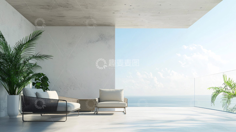 高清大图下载【趣麦麦图】现代简约海景阳台