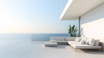 极简海景阳台休闲区