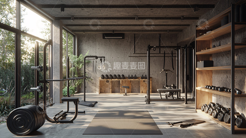 高清大图下载【趣麦麦图】工业风健身房