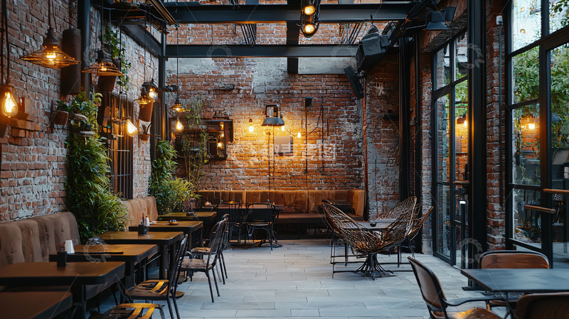 高清大图下载【趣麦麦图】工业风咖啡馆室内设计