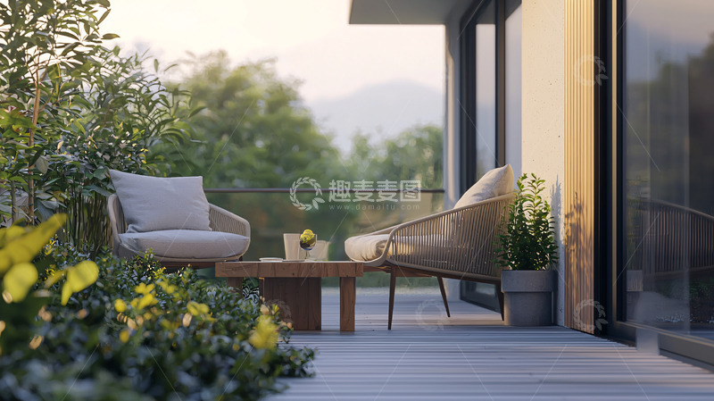 高清大图下载【趣麦麦图】阳台花园休闲区