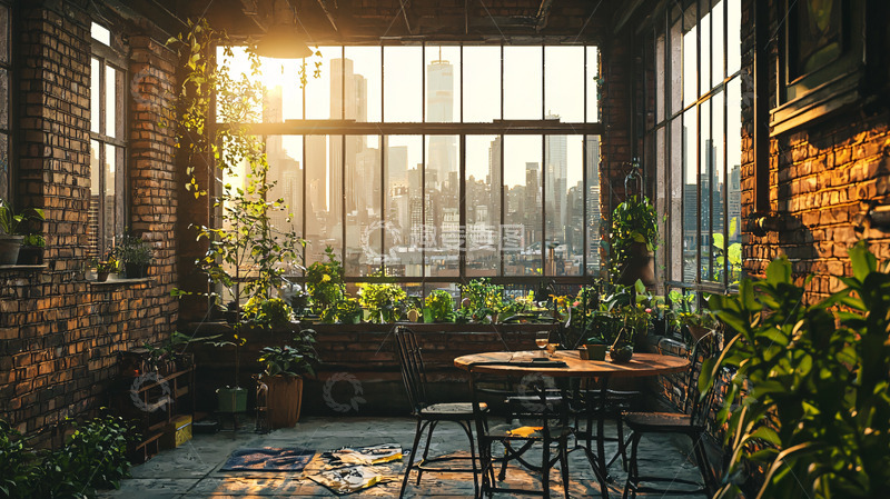 高清大图下载【趣麦麦图】阳光洒进室内植物园