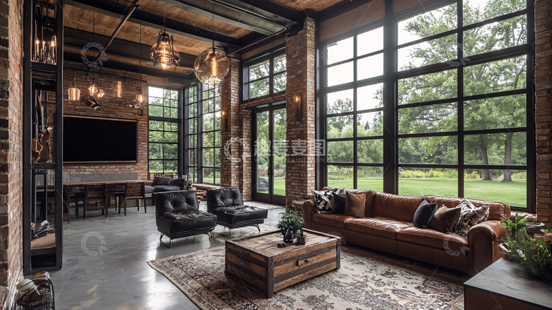 高清大图下载【趣麦麦图】工业风客厅高清图片