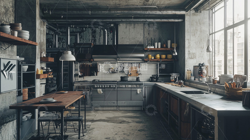 高清大图下载【趣麦麦图】工业风厨房高清图片