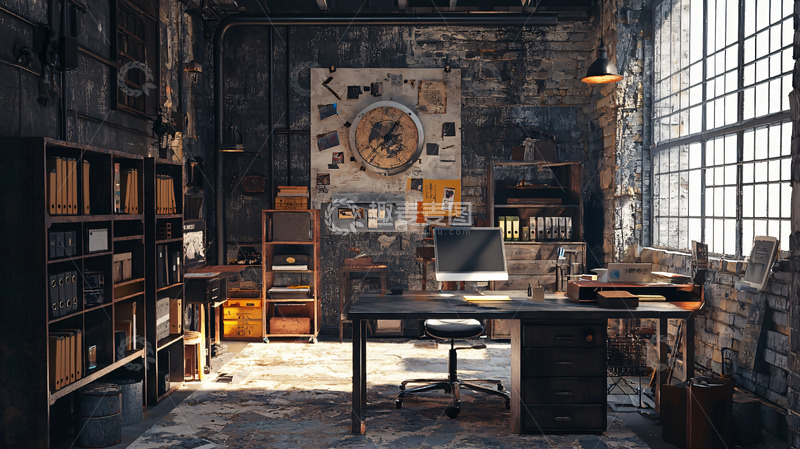 高清大图下载【趣麦麦图】工业风办公室