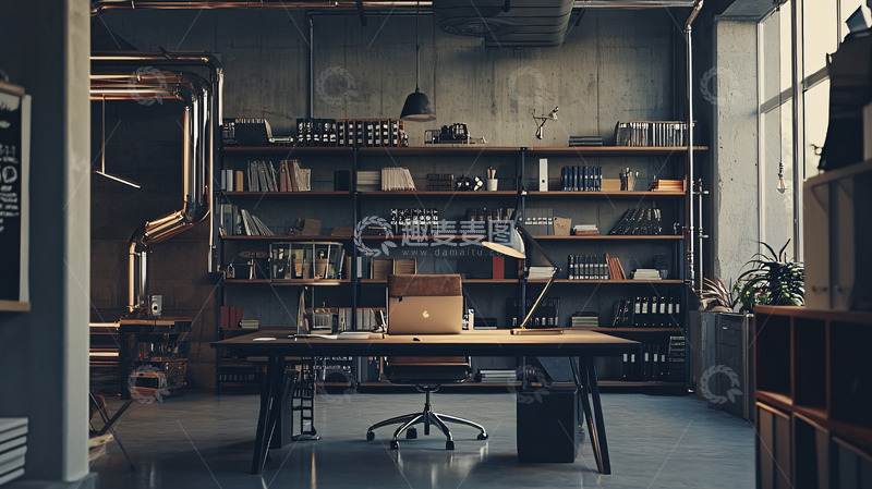 高清大图下载【趣麦麦图】工业风书房高清图片