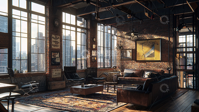 高清大图下载【趣麦麦图】工业风loft公寓