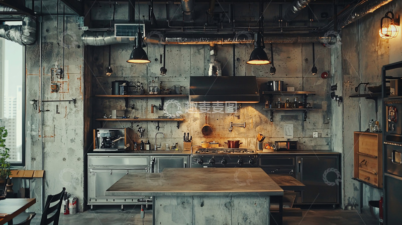 高清大图下载【趣麦麦图】工业风厨房高清图片