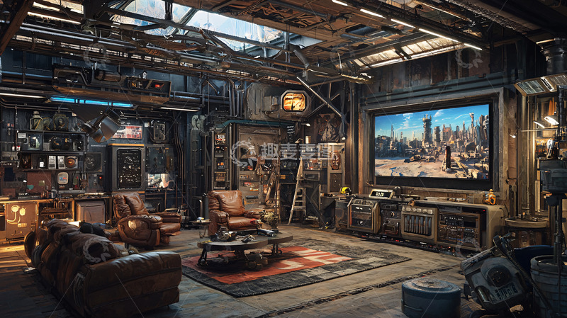 高清大图下载【趣麦麦图】工业风客厅高清图片