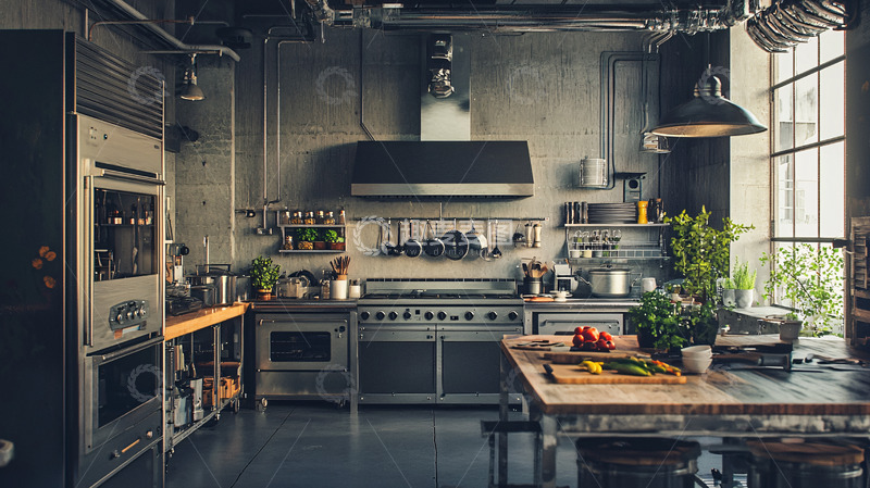 高清大图下载【趣麦麦图】工业风厨房高清图片