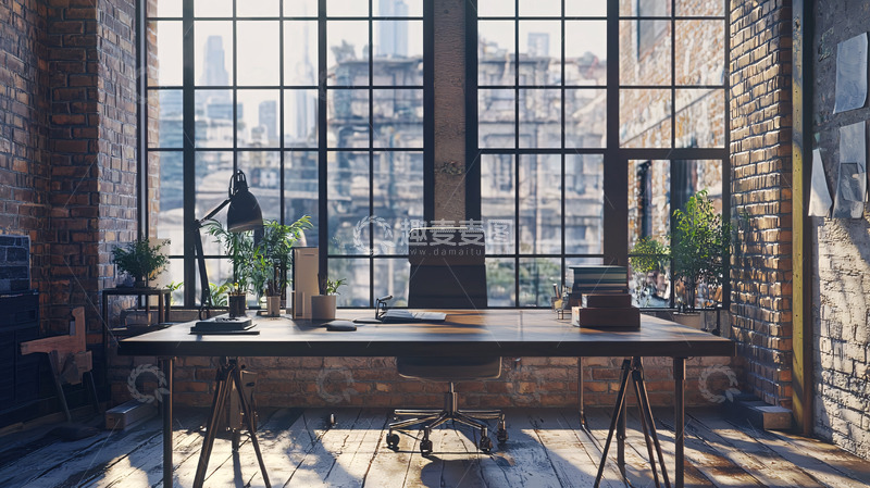 高清大图下载【趣麦麦图】落地窗办公室