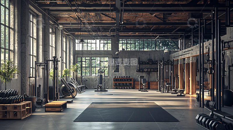 高清大图下载【趣麦麦图】工业风健身房室内