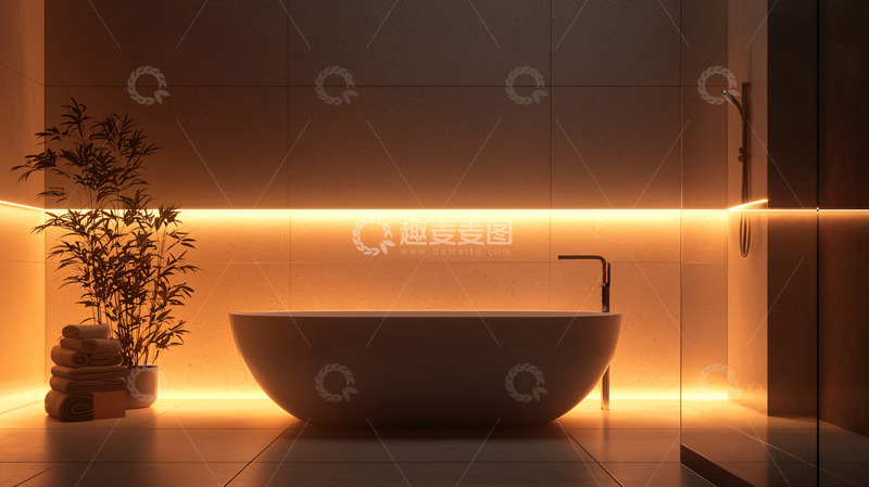 高清大图下载【趣麦麦图】暖色调浴室灯光设计
