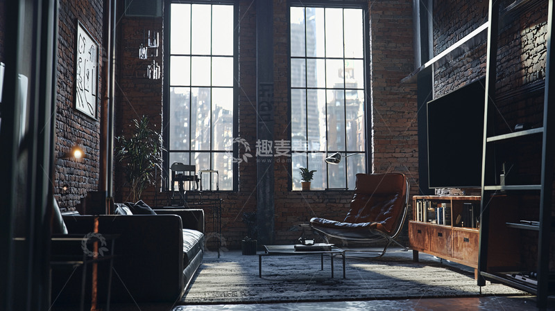 高清大图下载【趣麦麦图】工业风客厅高清图片