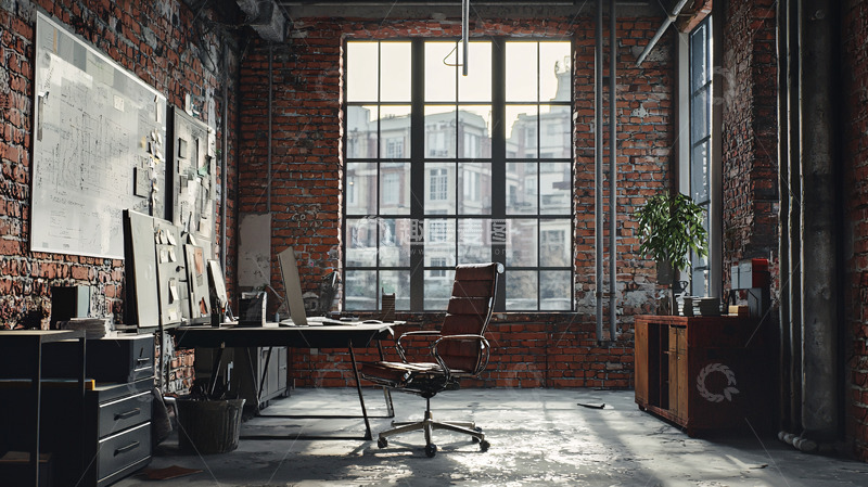 高清大图下载【趣麦麦图】红砖墙工业风办公空间