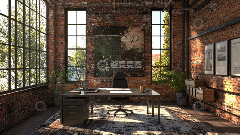 高清大图下载【趣麦麦图】红砖loft工业风办公室