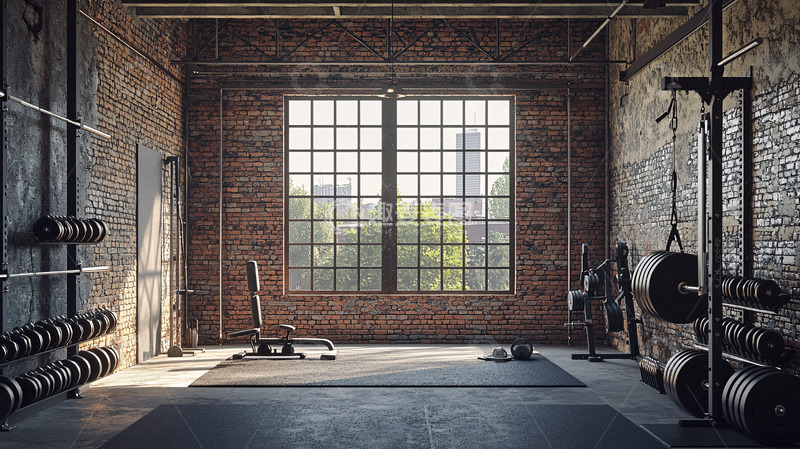 高清大图下载【趣麦麦图】复古工业风健身房