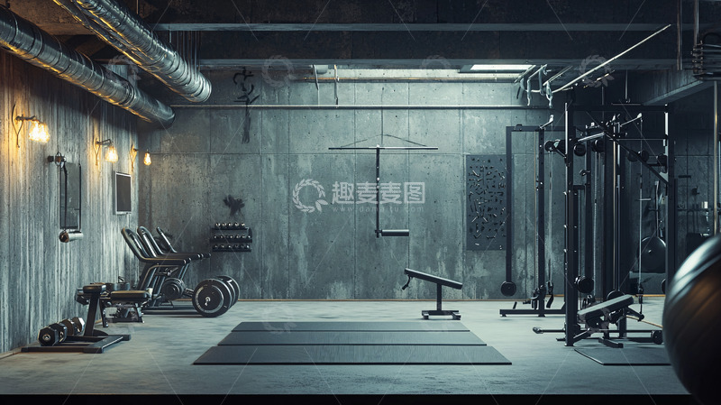 高清大图下载【趣麦麦图】地下室健身房