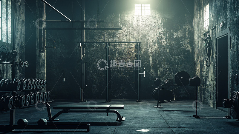 高清大图下载【趣麦麦图】昏暗复古健身房