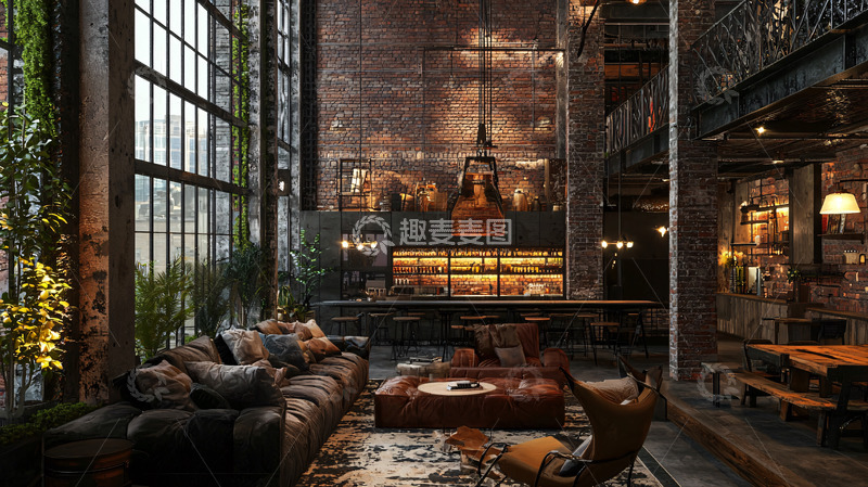 高清大图下载【趣麦麦图】暗黑工业风loft公寓