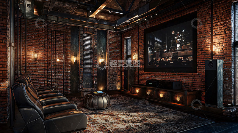高清大图下载【趣麦麦图】工业风家庭影院