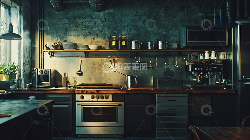 高清大图下载【趣麦麦图】复古工业风厨房