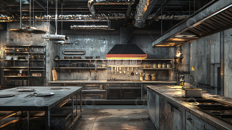 高清大图下载【趣麦麦图】破旧工业风厨房