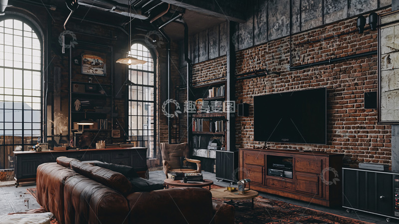 高清大图下载【趣麦麦图】工业风的家庭娱乐室设计
