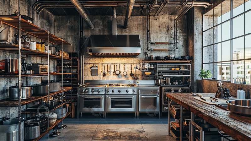 高清大图下载【趣麦麦图】工业风厨房高清图片