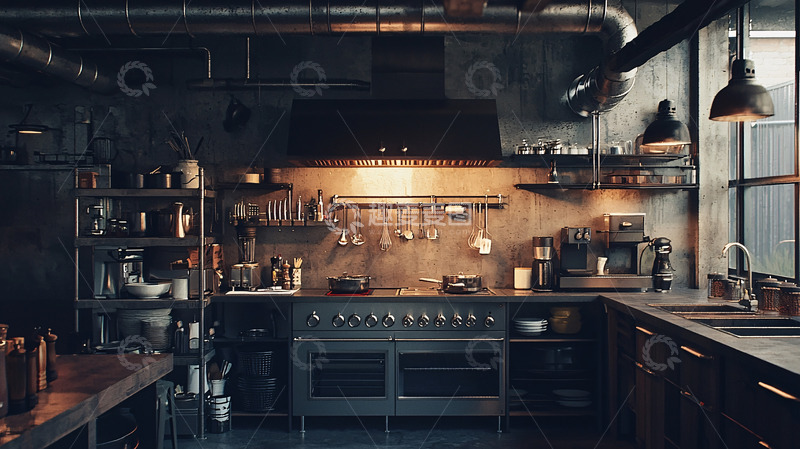 高清大图下载【趣麦麦图】工业风厨房高清图片