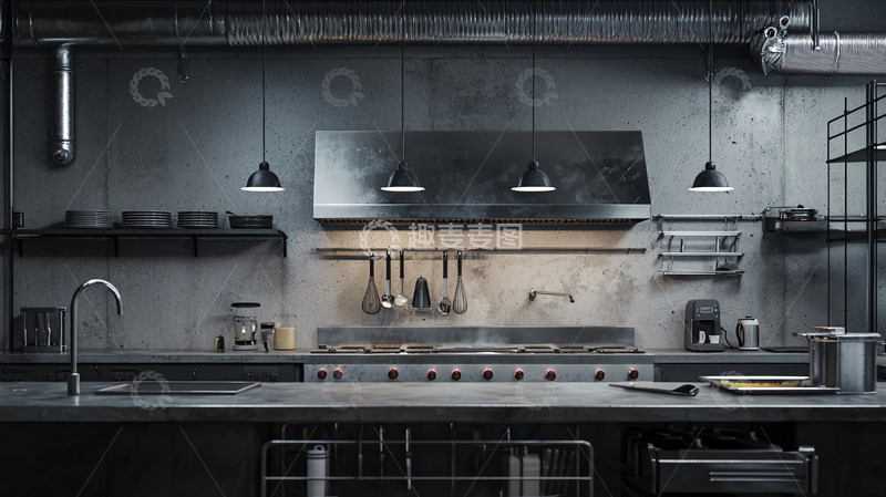 高清大图下载【趣麦麦图】工业风厨房高清图片