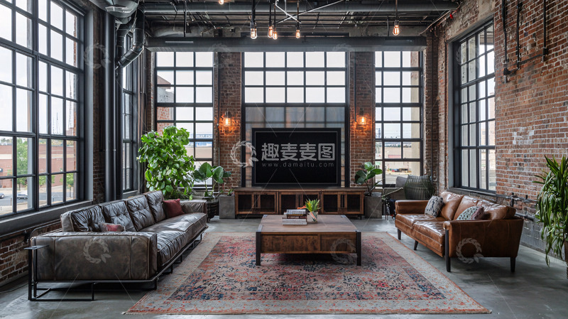高清大图下载【趣麦麦图】工业风客厅高清图片