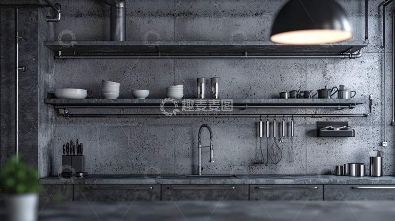 高清大图下载【趣麦麦图】工业风厨房高清图片