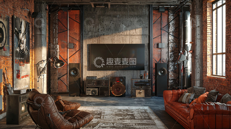 高清大图下载【趣麦麦图】工业风客厅高清图片