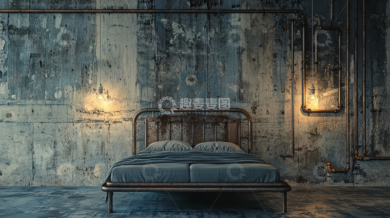 高清大图下载【趣麦麦图】工业风卧室高清图片