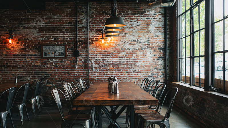高清大图下载【趣麦麦图】工业风餐厅用餐区