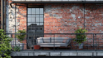 红砖墙阳台高清图片