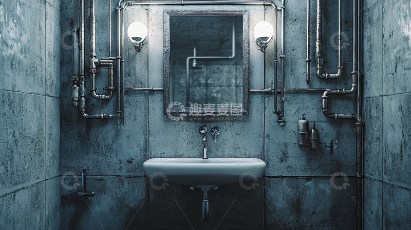 高清大图下载【趣麦麦图】阴暗老旧风格卫生间