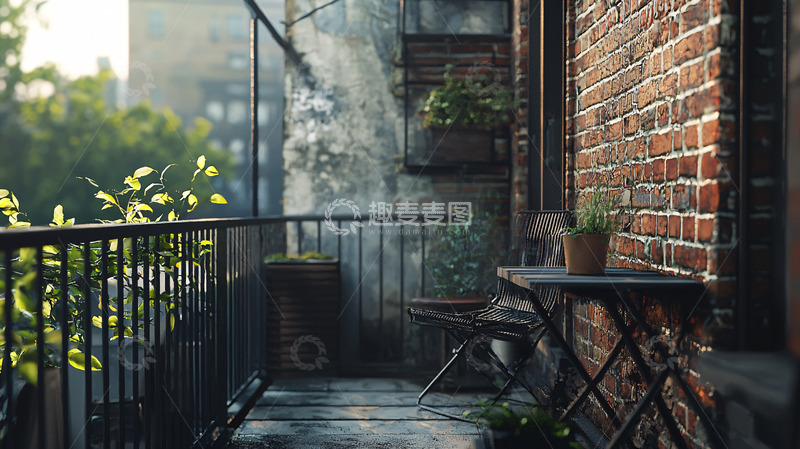 高清大图下载【趣麦麦图】阳光清晨阳台景色